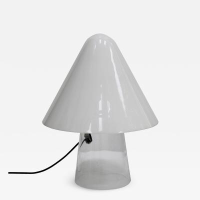 Mauro Marzollo Mushroom Shaped White and Clear Glass Table Lamp Designed by Mauro Marzollo