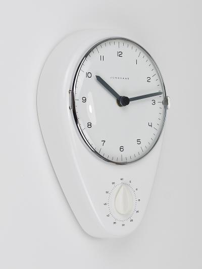 Max Bill Max Bill White Wall Clock Timer Mid Century Modern Junghans Germany 1950s