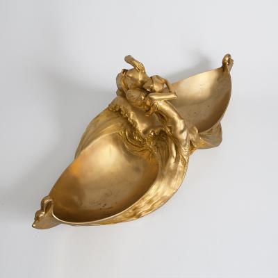 Max Blondat French Art Nouveau Gilt Bronze Vide Poche by Max Blondat