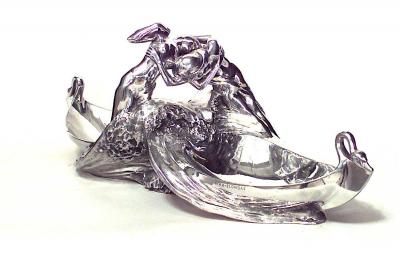 Max Blondat Max Blondat Art Nouveau Silver Plate Centerpiece with Female Figures