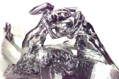 Max Blondat Max Blondat Art Nouveau Silver Plate Centerpiece with Female Figures