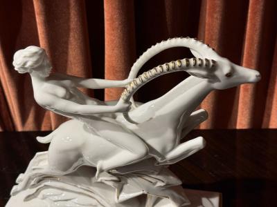Max Fritz Gazelle Rider Art Deco Porcelain Sculpture Germany circa 1930