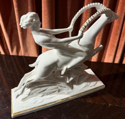 Max Fritz Gazelle Rider Art Deco Porcelain Sculpture Germany circa 1930