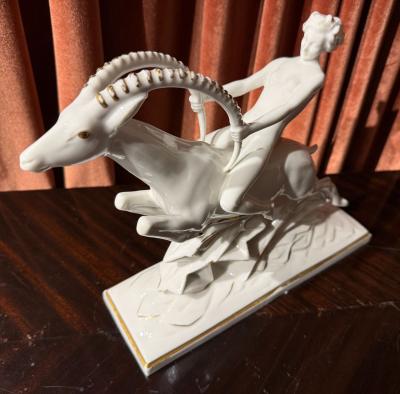 Max Fritz Gazelle Rider Art Deco Porcelain Sculpture Germany circa 1930