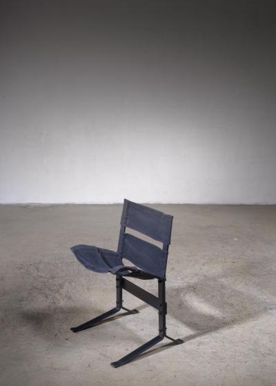 Max Gottschalk Max Gottschalk Metal and Canvas Sling Lounge Chair USA 1960s