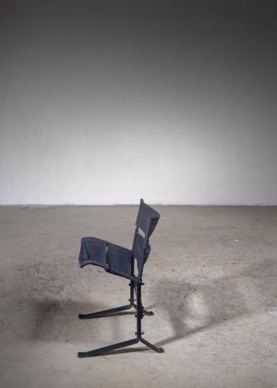 Max Gottschalk Max Gottschalk Metal and Canvas Sling Lounge Chair USA 1960s