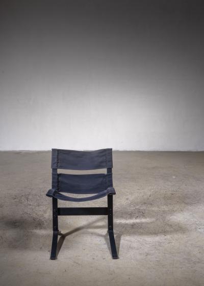 Max Gottschalk Max Gottschalk Metal and Canvas Sling Lounge Chair USA 1960s