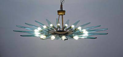 Max Ingrand 1950s Italian Dahlia Chandelier Mod 1563A by Max Ingrand for Fontana Arte