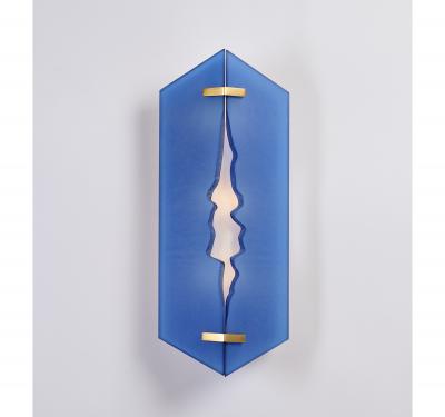 Max Ingrand Fontana Arte Max Ingrand Single Blue Sconce Italy ca 1960