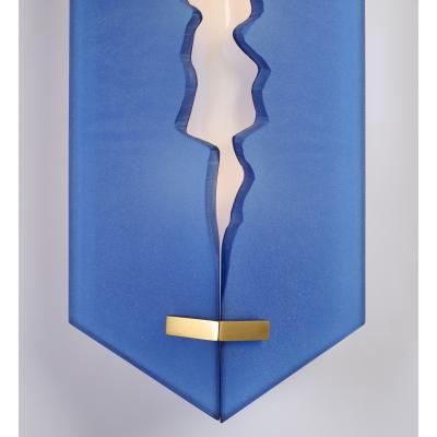 Max Ingrand Fontana Arte Max Ingrand Single Blue Sconce Italy ca 1960