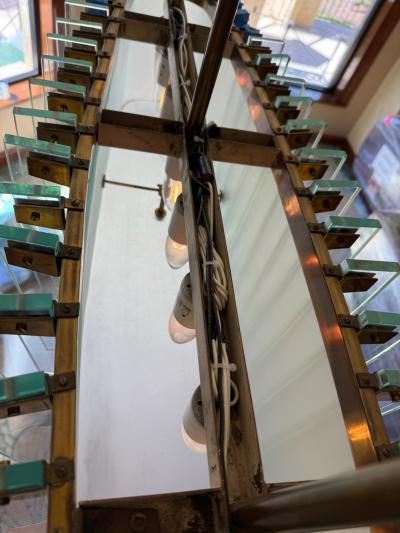 Max Ingrand Grand and Rare Linear Glass and Brass Chandelier by Max Ingrand for Fontana Arte