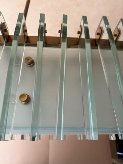 Max Ingrand Grand and Rare Linear Glass and Brass Chandelier by Max Ingrand for Fontana Arte