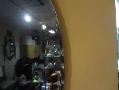 Max Ingrand Italian Blue Mirror With Double Arrow Accents After Fontana Arte