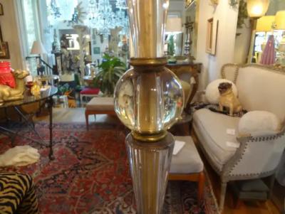 Max Ingrand Italian Fontana Arte Style Glass and Bronze Floor Lamp