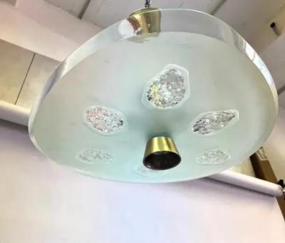 Max Ingrand Italian Glass Flush Mount Chandelier 1748 by Max Ingrand for Fontana Arte 1957