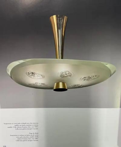 Max Ingrand Italian Glass Flush Mount Chandelier 1748 by Max Ingrand for Fontana Arte 1957