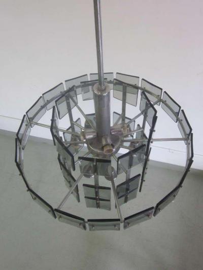 Max Ingrand Italian Midcentury Smoked Glass Chandelier Max Ingrand Fontana Arte Style