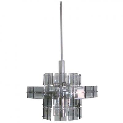 Max Ingrand Italian Midcentury Smoked Glass Chandelier Max Ingrand Fontana Arte Style