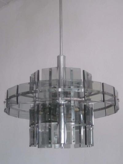 Max Ingrand Italian Midcentury Smoked Glass Chandelier Max Ingrand Fontana Arte Style