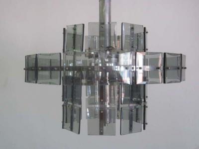 Max Ingrand Italian Midcentury Smoked Glass Chandelier Max Ingrand Fontana Arte Style