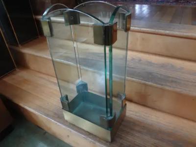 Max Ingrand Italian Modern Brass And Glass Umbrella Stand