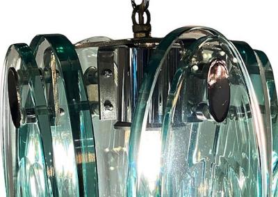 Max Ingrand Italian Modern Glass Polished Nickel Chandelier Max Ingrand for Fontana Arte