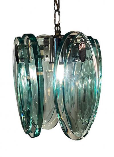 Max Ingrand Italian Modern Glass Polished Nickel Chandelier Max Ingrand for Fontana Arte