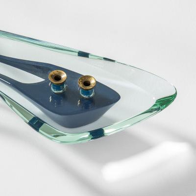 Max Ingrand Max Ingrand Candlestick in Crystal and Brass for Fontana Arte 50s