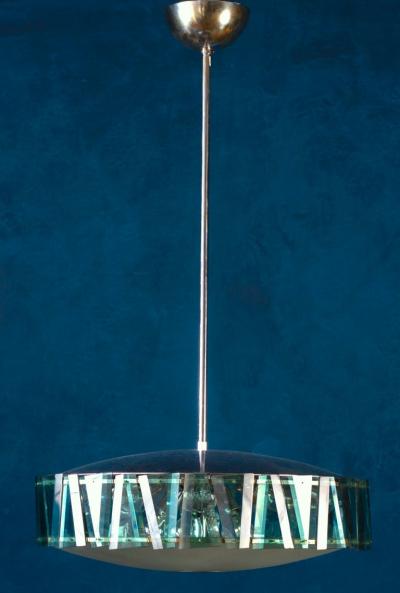 Max Ingrand Max Ingrand for Fontana Arte Attributed Round Crystal Chandelier 1940