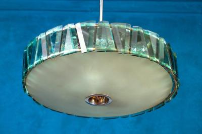 Max Ingrand Max Ingrand for Fontana Arte Attributed Round Crystal Chandelier 1940