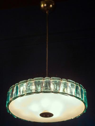 Max Ingrand Max Ingrand for Fontana Arte Attributed Round Crystal Chandelier 1940