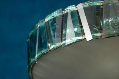 Max Ingrand Max Ingrand for Fontana Arte Attributed Round Crystal Chandelier 1940