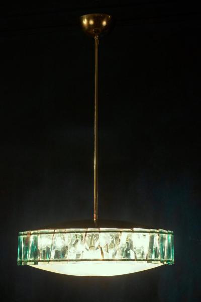 Max Ingrand Max Ingrand for Fontana Arte Attributed Round Crystal Chandelier 1940