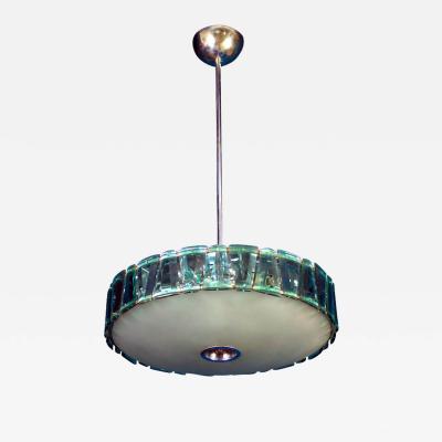 Max Ingrand Max Ingrand for Fontana Arte Attributed Round Crystal Chandelier 1940