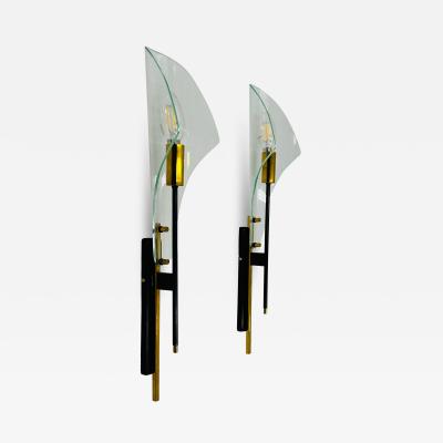 Max Ingrand Max Ingrand for Fontana Arte Glass Wall Sconces circa 1960