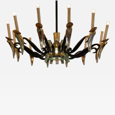 Max Ingrand Max Ingrand for Fontana Arte Rare chandelier c1950