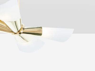 Max Ingrand Max Ingrand for Fontana Arte brass opalin glass chandelier 1955