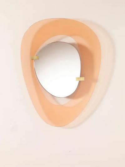 Max Ingrand Max Ingrand mirror with glass frame and brass mounts Fontana Arte Italy 1960s