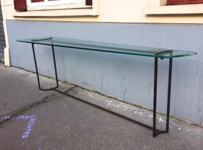 Max Ingrand Max ingrand attributed Longest fifties wrought iron and glass console