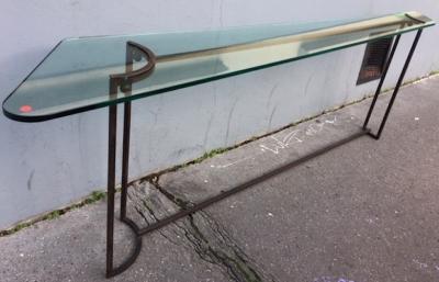 Max Ingrand Max ingrand attributed Longest fifties wrought iron and glass console
