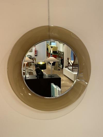 Max Ingrand Mod 1669 Circular Glass Mirror by Max Ingrand for Fontana Arte Italy 1960