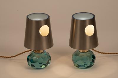 Max Ingrand Mod 2228 Faceted Glass Table Lamps by Max Ingrand for Fontana Arte Italy