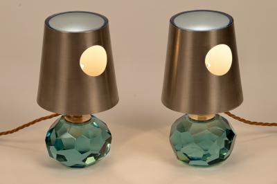 Max Ingrand Mod 2228 Faceted Glass Table Lamps by Max Ingrand for Fontana Arte Italy