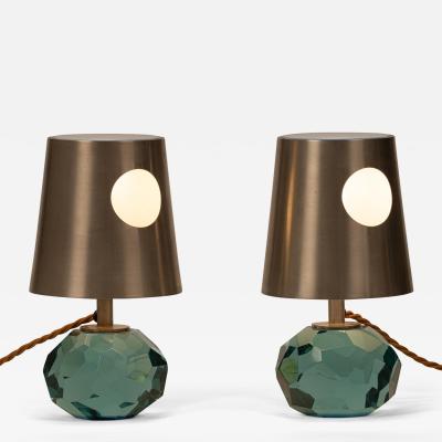 Max Ingrand Mod 2228 Faceted Glass Table Lamps by Max Ingrand for Fontana Arte Italy