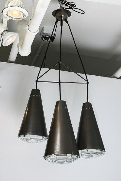 Max Ingrand Model 2126 3 Light Chandelier by Max Ingrand for Fontana Arte