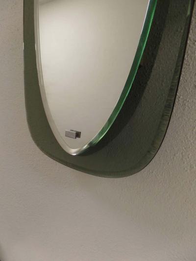 Max Ingrand Pair Italian Mid Century Shield Form Mirror w Murano Glass Frames Max Ingrand