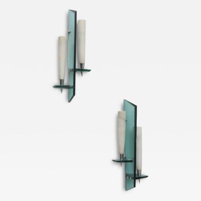 Max Ingrand Pair Italian Modern Wall Light Sconces Max Ingrand for Fontana Arte 1950s