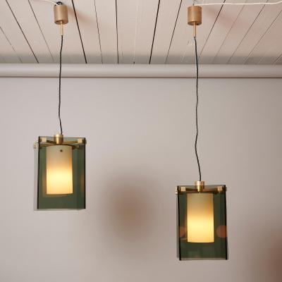 Max Ingrand Pair Max Ingrand for Fontana Arte Model 2211 pendants Italy c1960