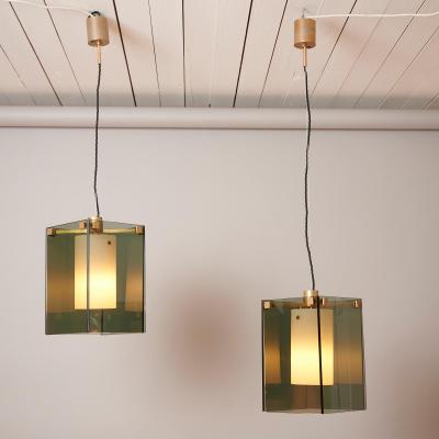 Max Ingrand Pair Max Ingrand for Fontana Arte Model 2211 pendants Italy c1960