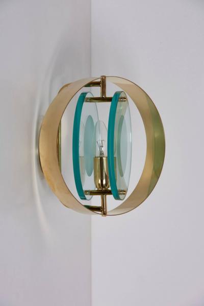 Max Ingrand Pair of Brass and Glass Sconces in the Manner of Max Ingrand and Fontana Arte